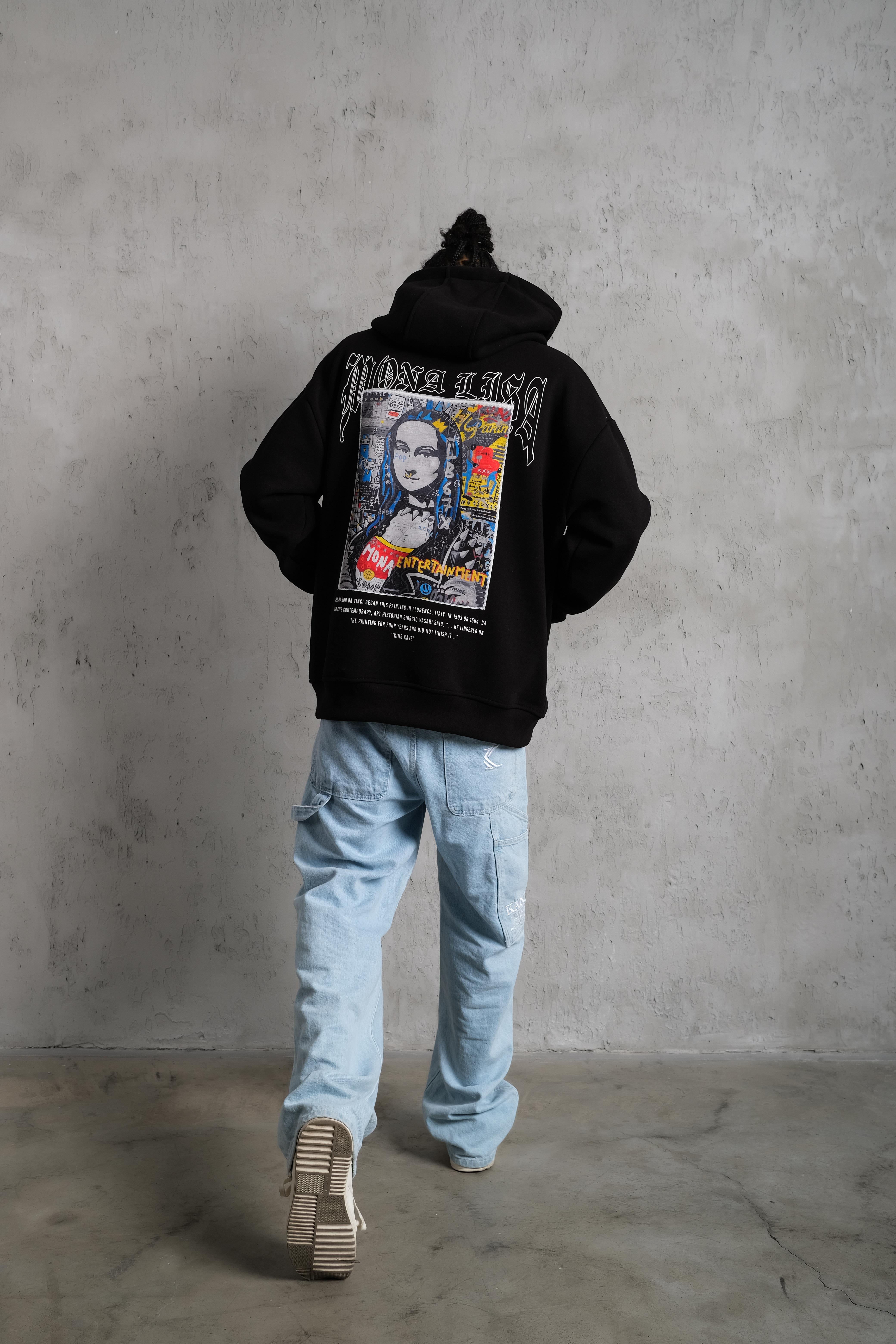 Monalisa Baskılı Sweatshirt Siyah