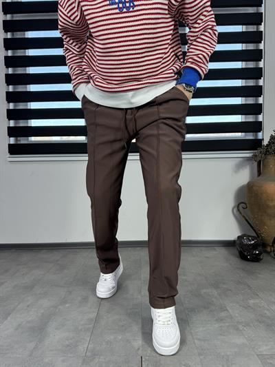 Beli Lastikli Baggy Pantolon Kahverengi