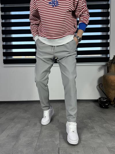 Lastikli Fit Baggy Pantolon Gri