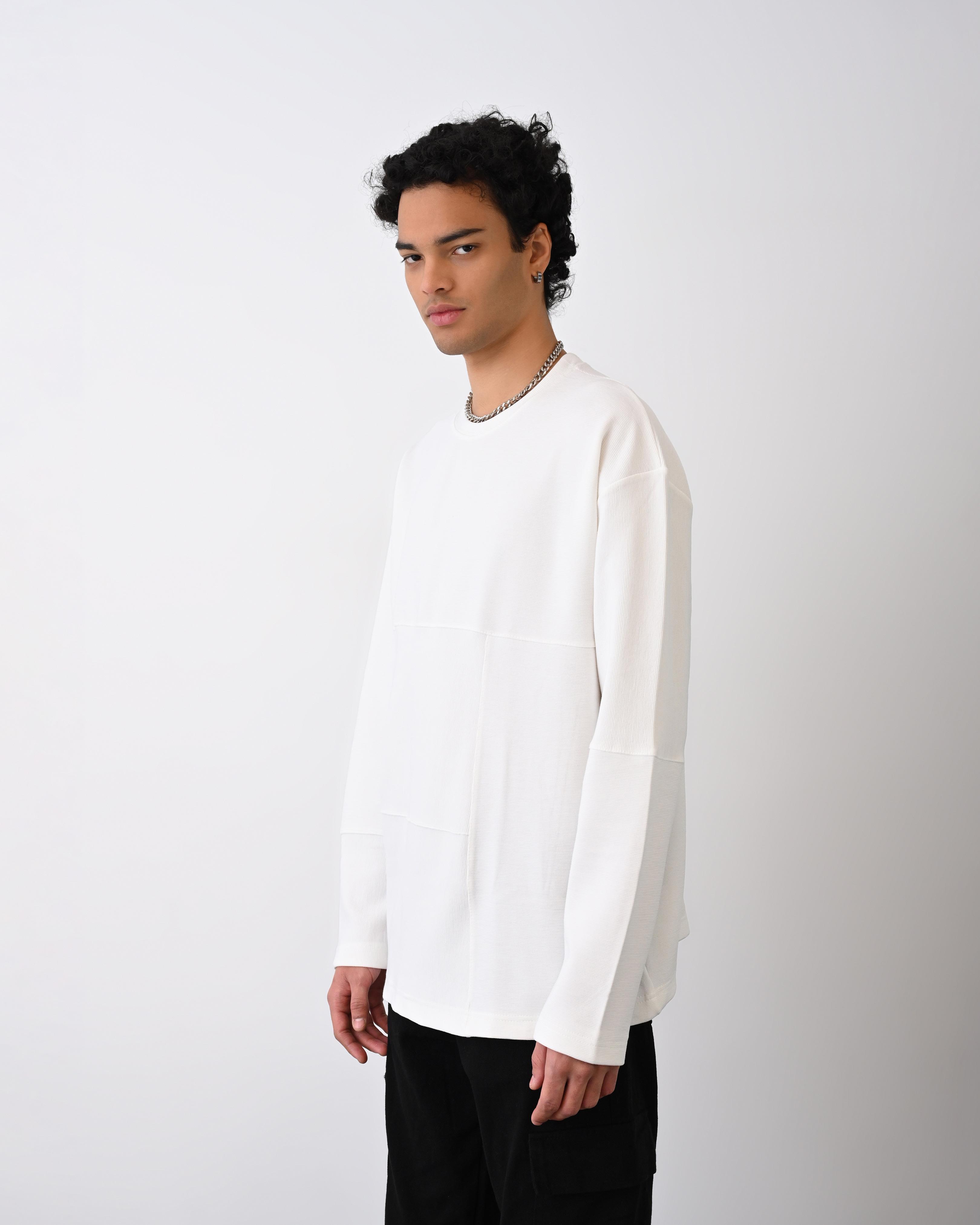 Desenli Basic Sweat Beyaz
