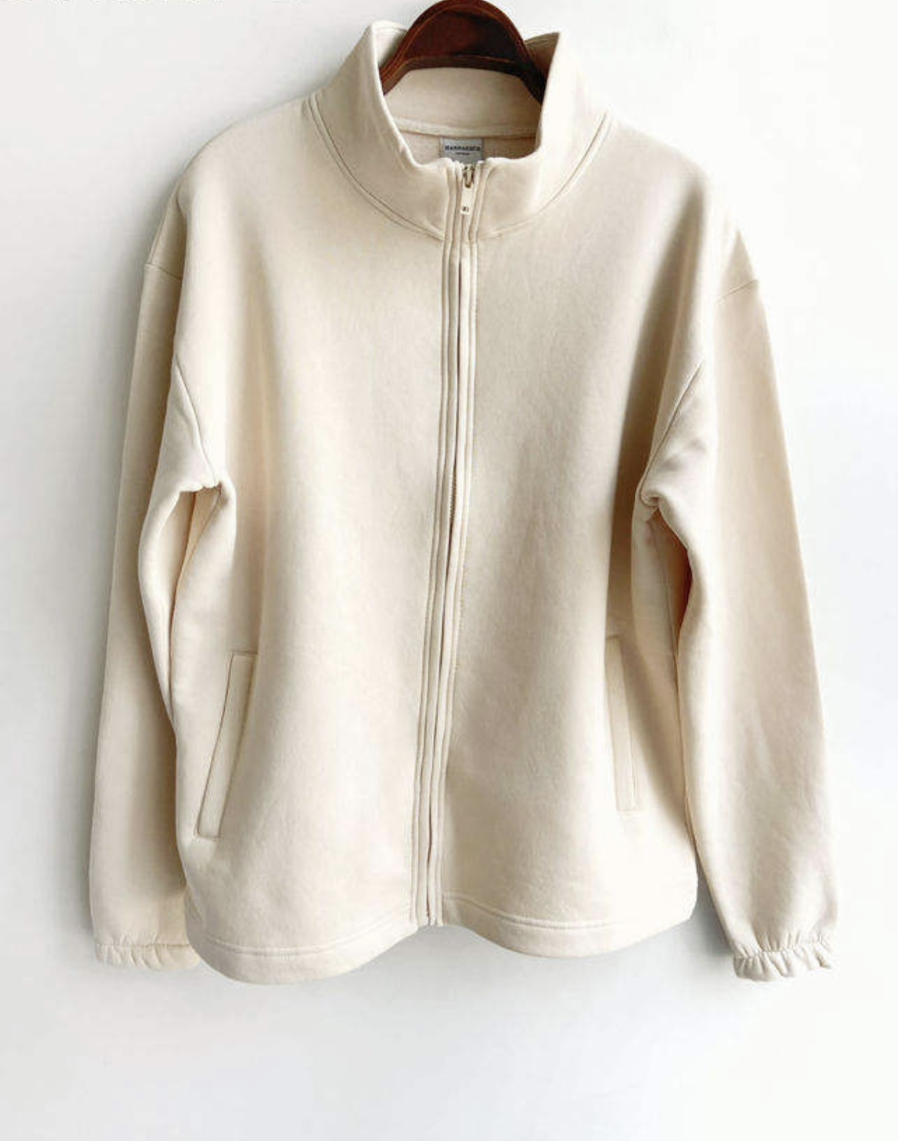 Fermuarlı Basic Sweat Krem