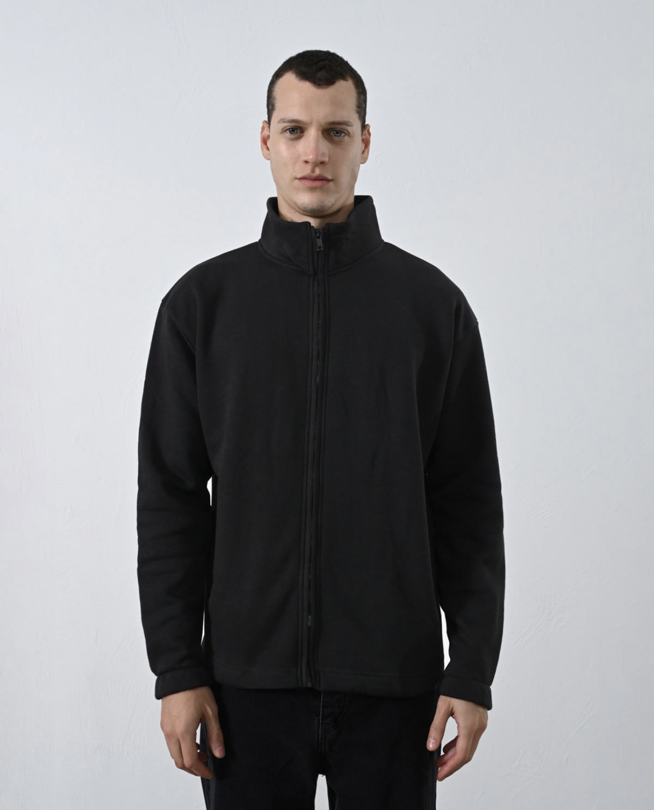 Fermuarlı Basic Sweat Siyah