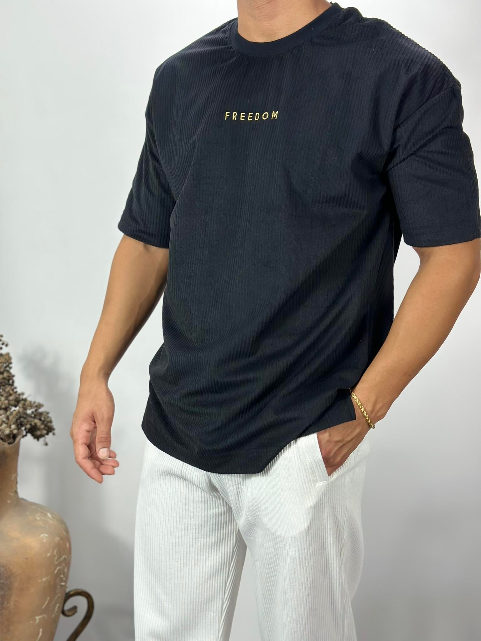 Freedom Siyah Oversize T-Shirt