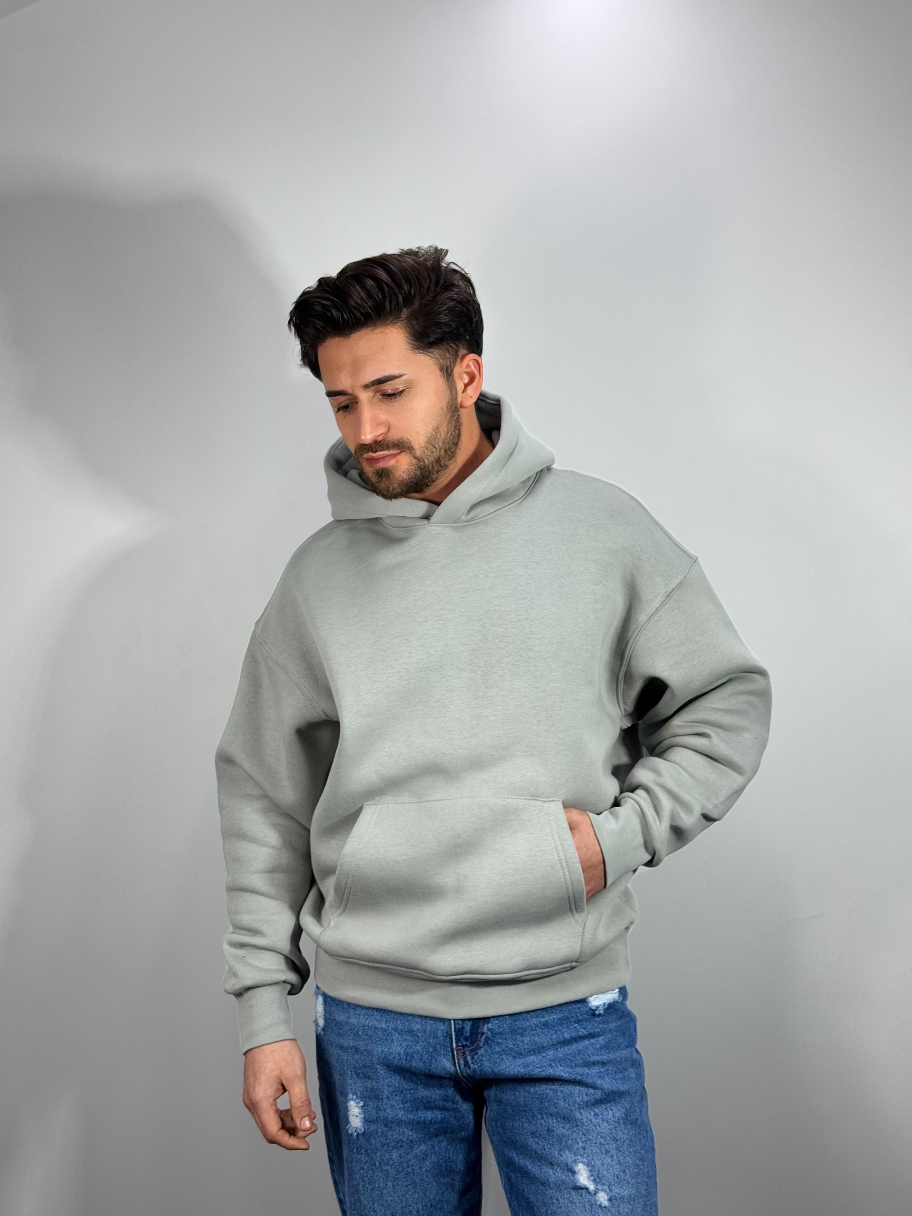 Gri Düz Sweatshirt