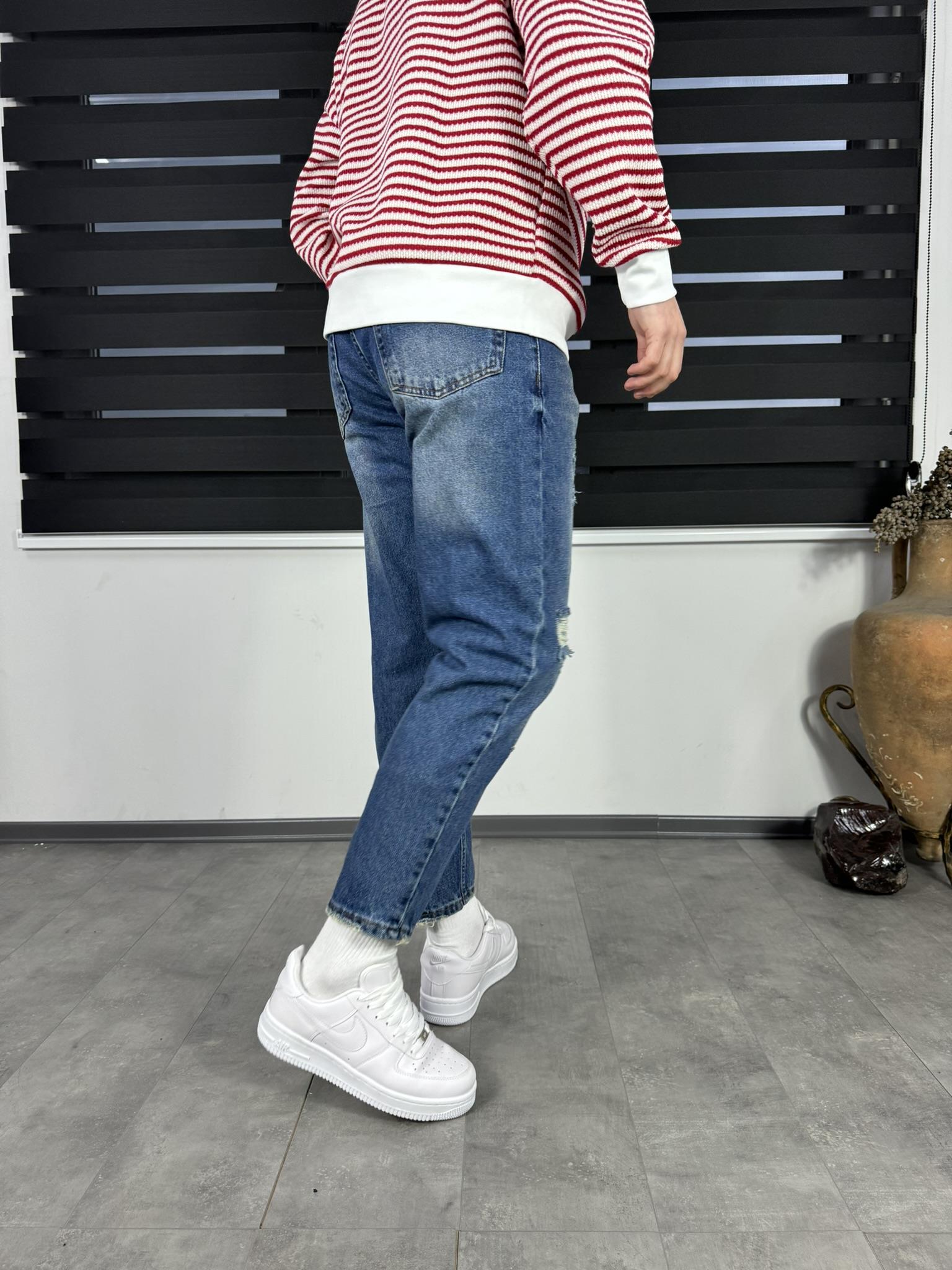 Mavi Yırtık Boyfriend Jean