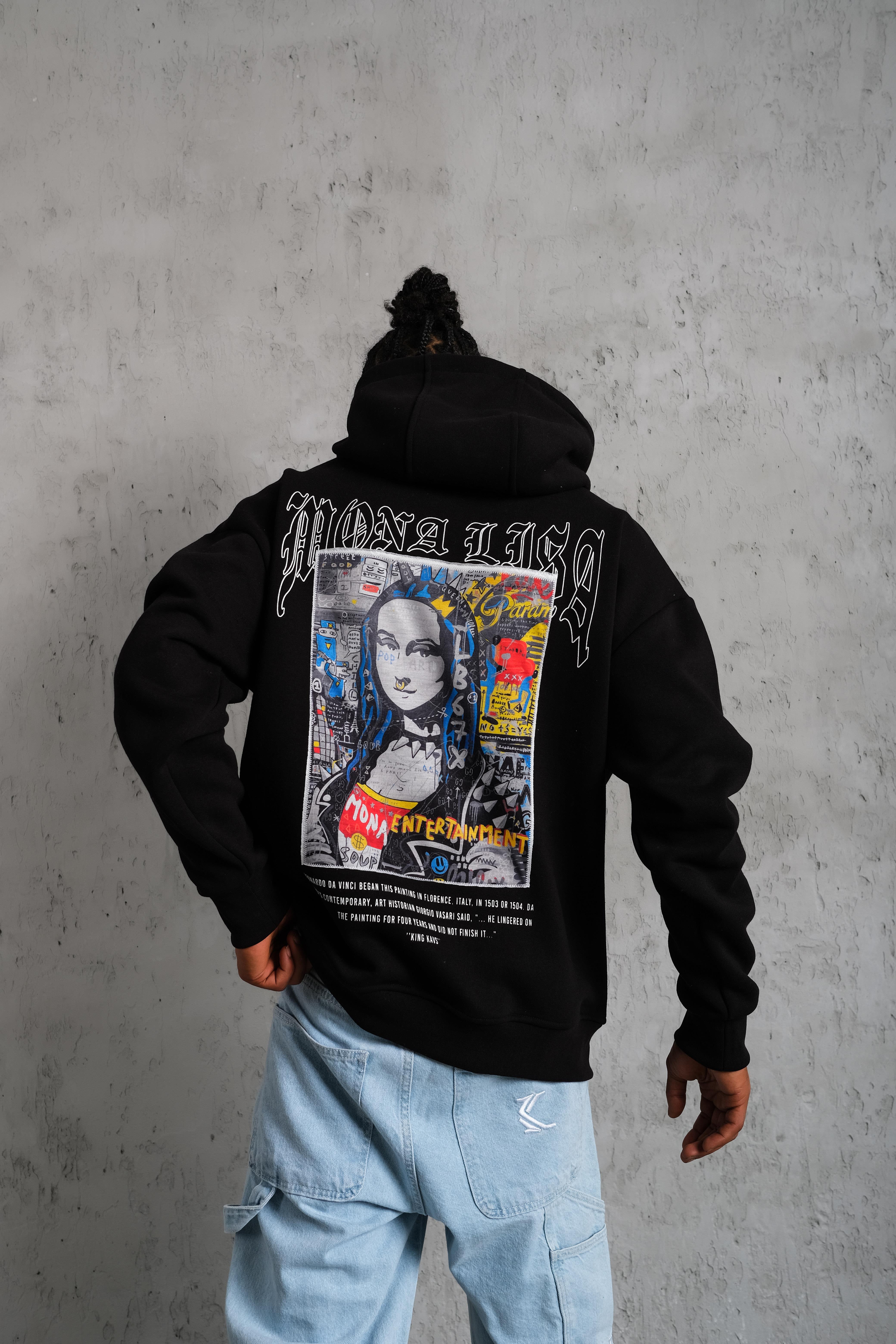 Monalisa Baskılı Sweatshirt Siyah