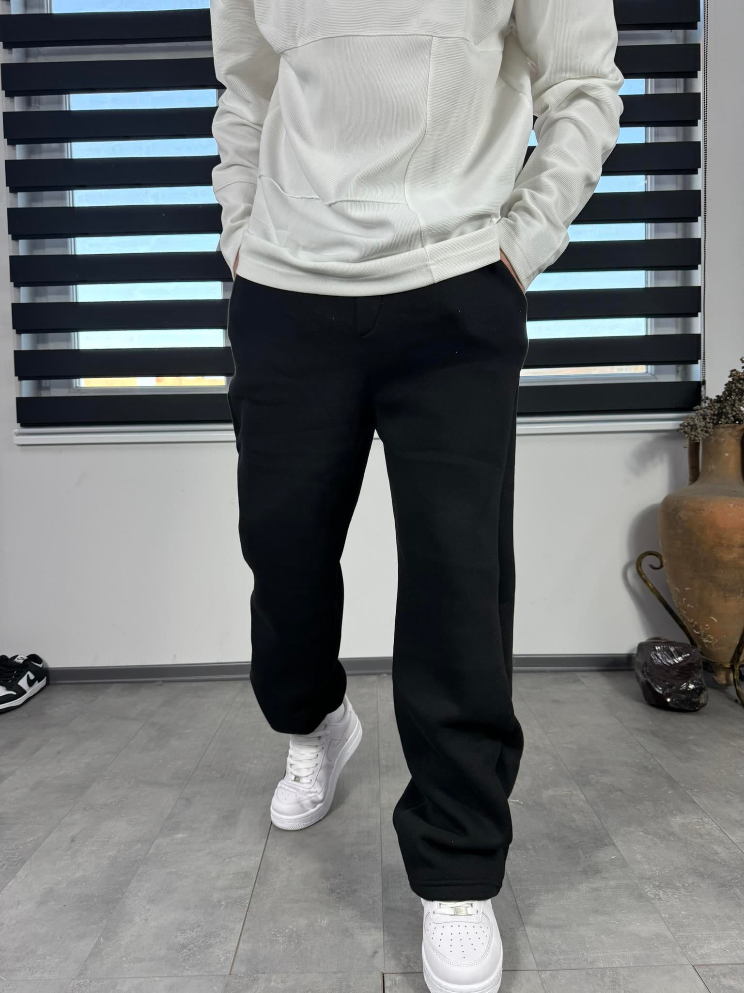 Paçası Lastikli Baggy Eşofman Siyah