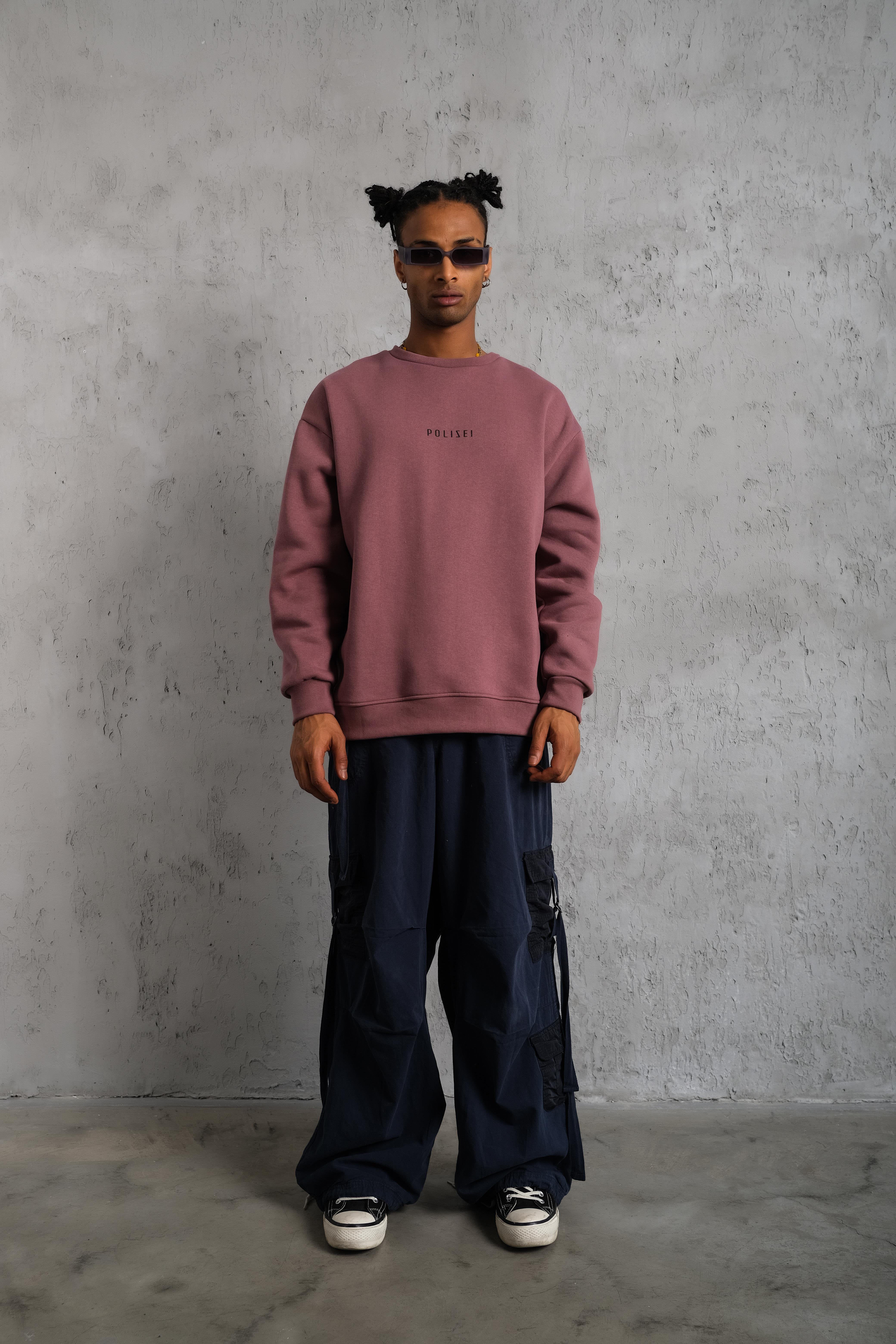 Peace Baskılı Oversize Sweatshirt Gül Kurusu