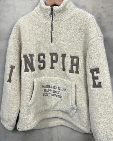 Peluş Desenli Sweat Krem