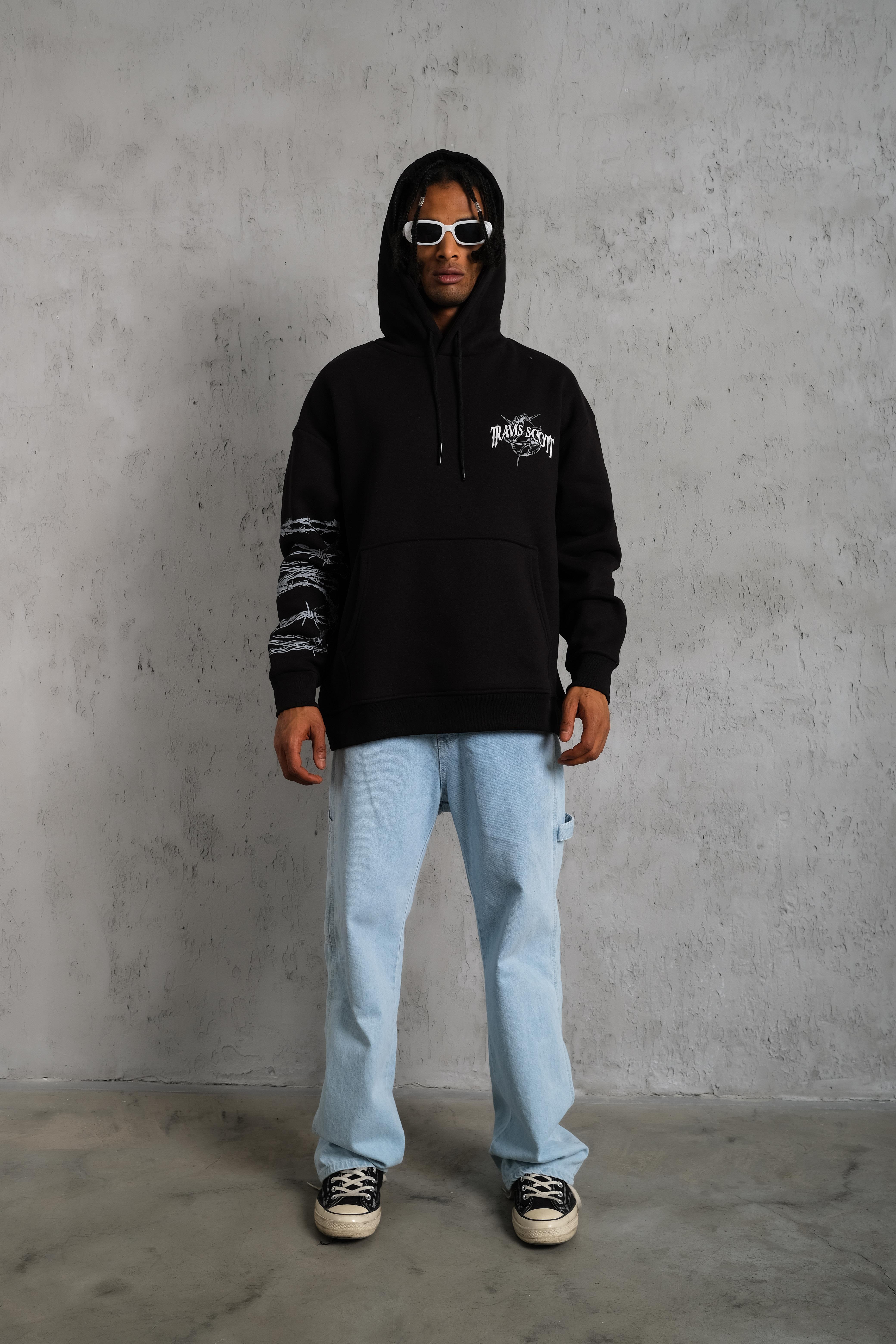 Travis Baskılı Sweatshirt Siyah