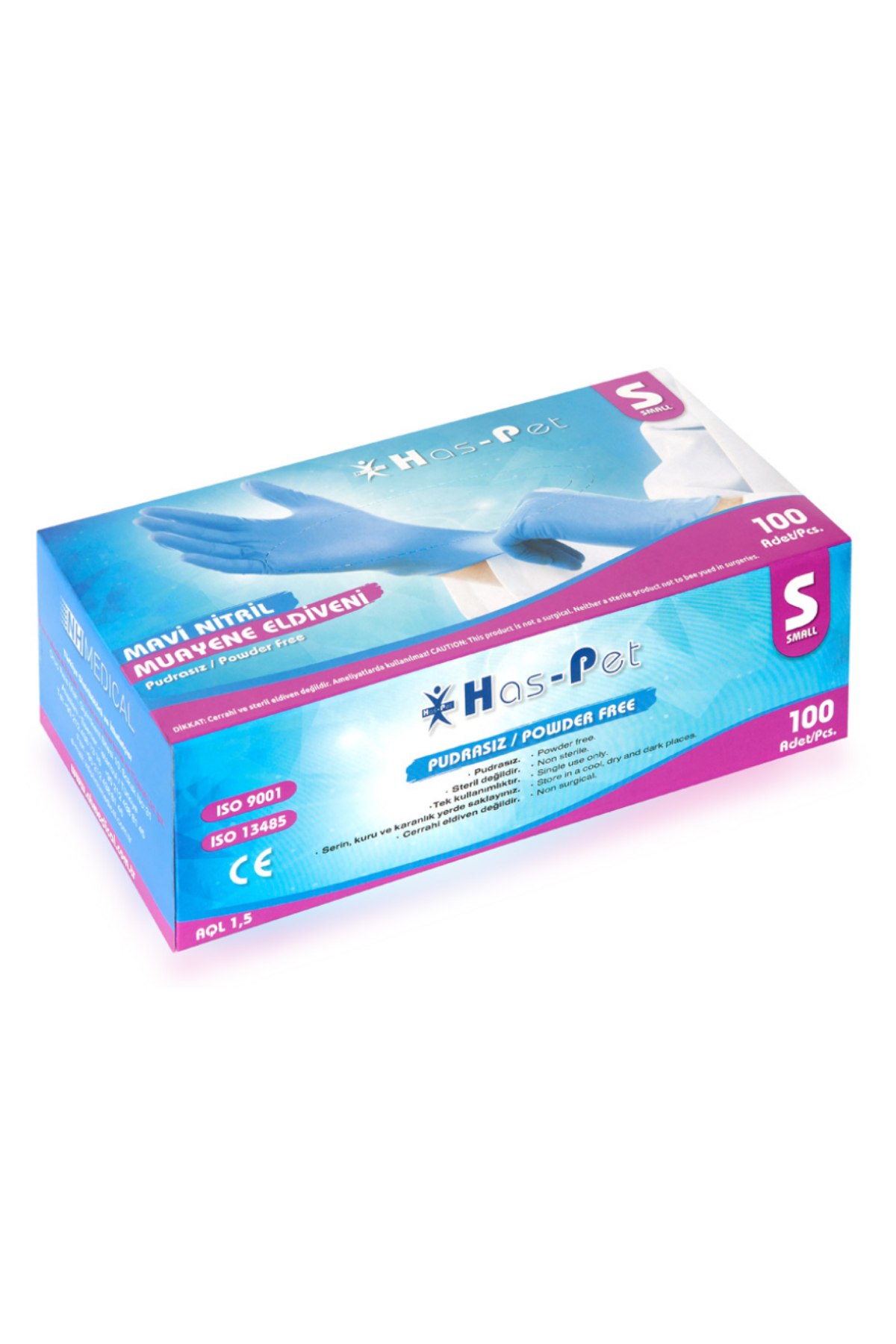 Haspet Mavi Nitril Eldiven Small 100lü