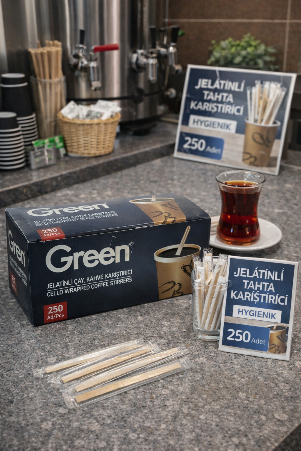 Green Jelatinli Tahta Karıştırıcı 250li