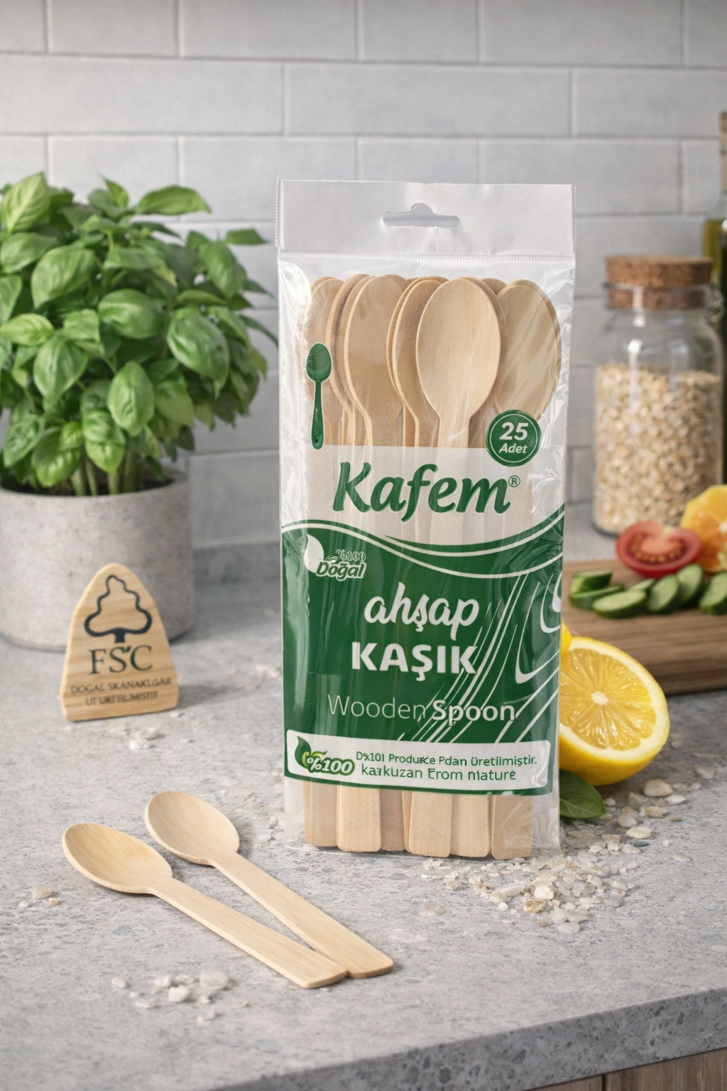 Kafem Ahşap Kaşık 25li