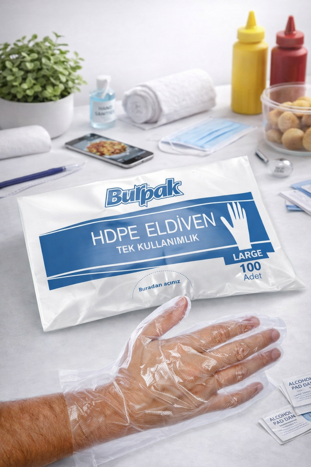 Burpak Şeffaf Tezgah Eldiveni 100lü