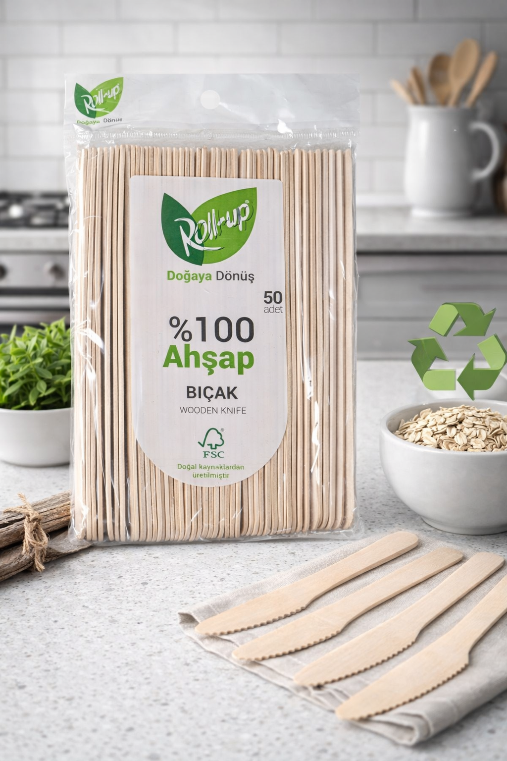 Roll-Up Ahşap Bıçak 50li