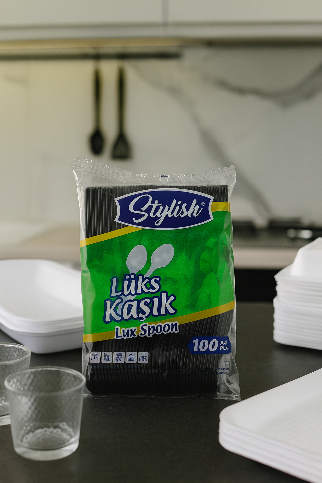 Stylish Lüx Kaşık Siyah 100lü