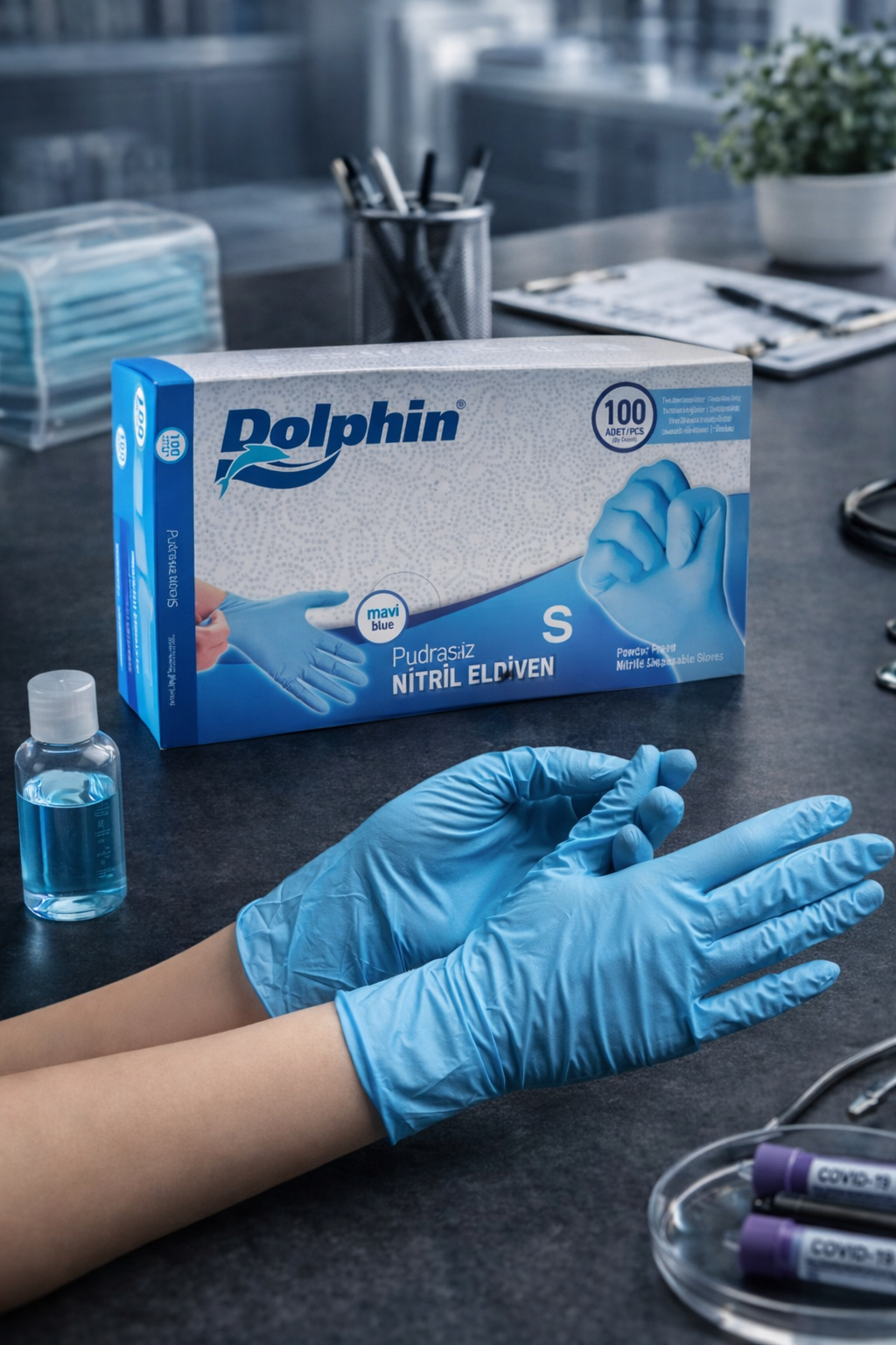 Dolphin Mavi Nitril Eldiven Small 100lü