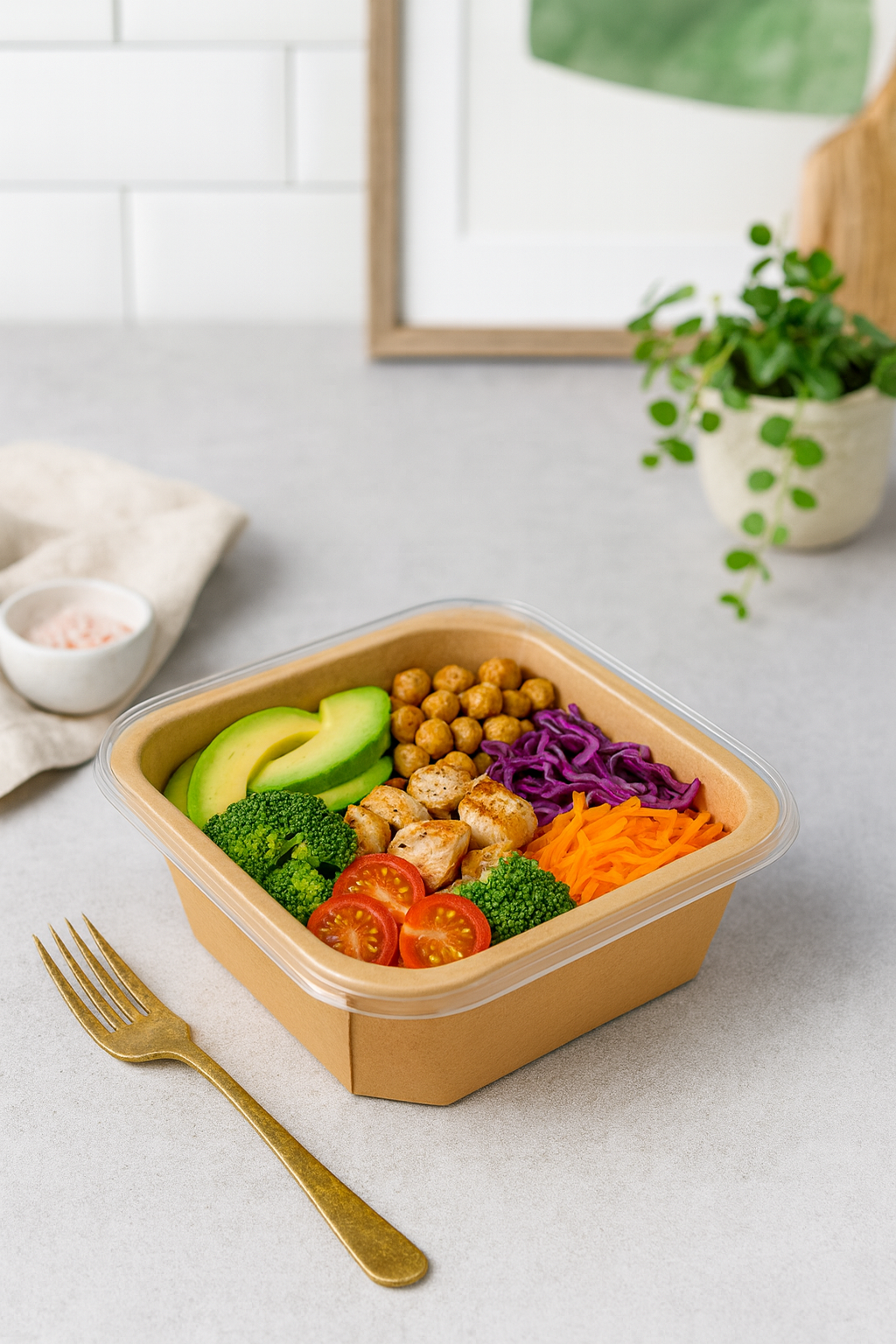 750 cc Kare Kraft Salata Kasesi 300lü