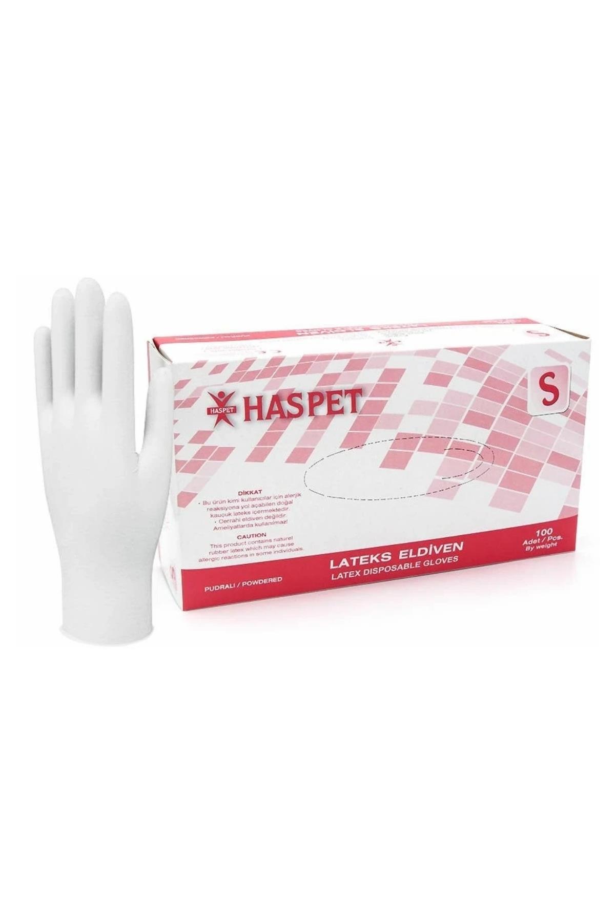 Haspet Beyaz Pudralı Lateks Eldiven Small 100