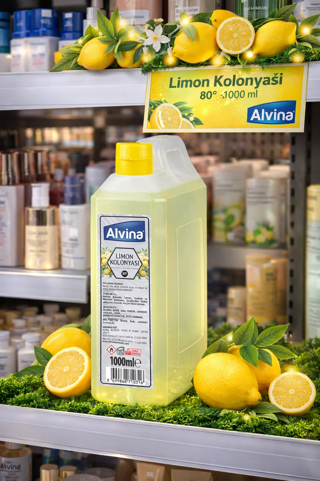 Alvina 80 Derece Limon Kolonyası 1000 ml 