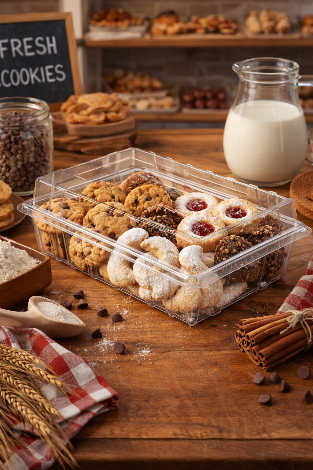 Dipack 1000 gr Yayvan Kapaklı Kurabiye Kabı 100lü