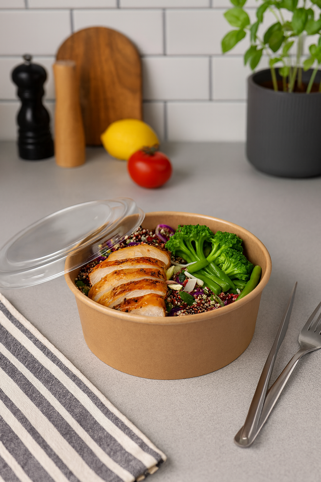 550 cc Kraft Salata Kasesi Kapaklı 50li