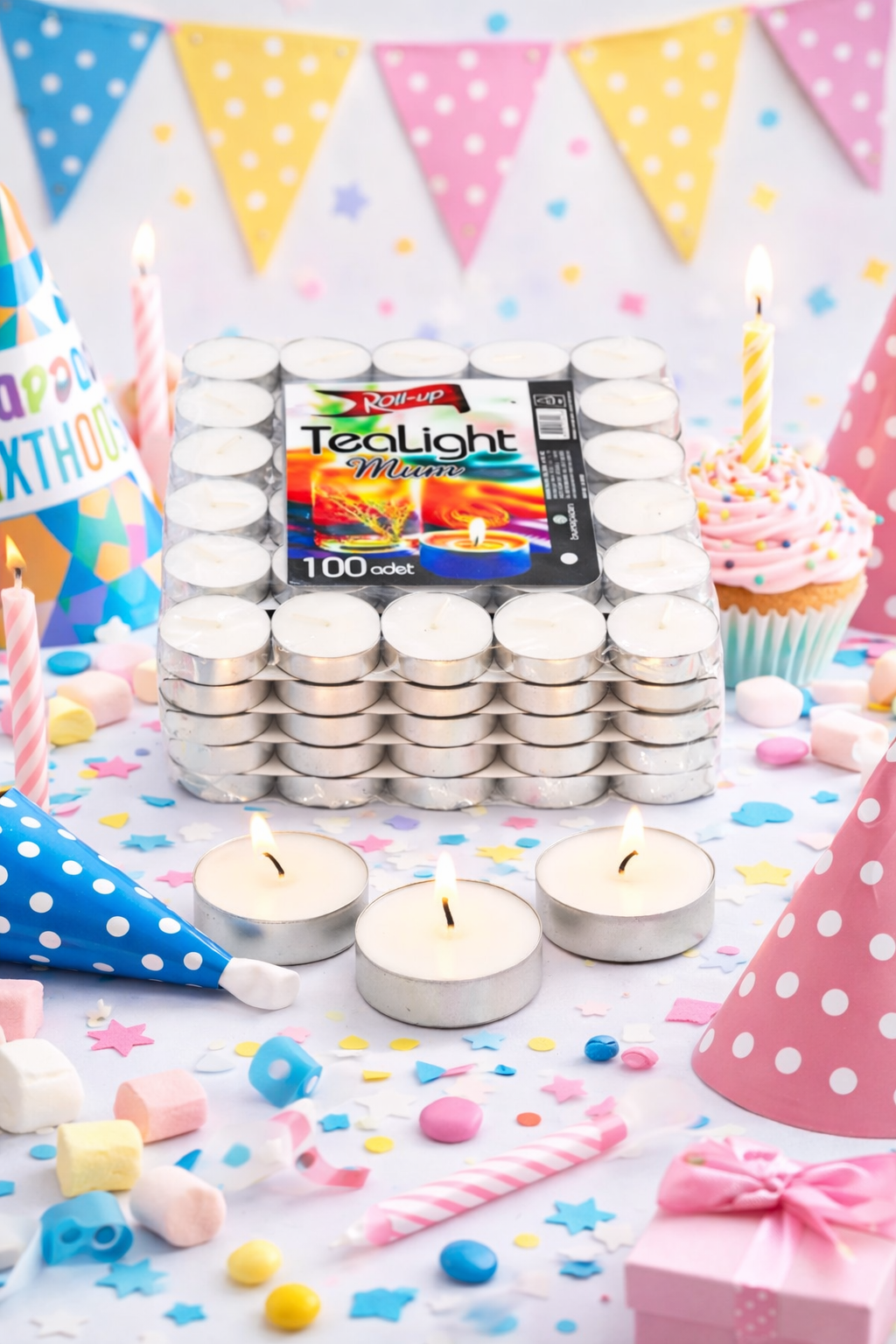 Roll-up Tea Light Mum 100lü