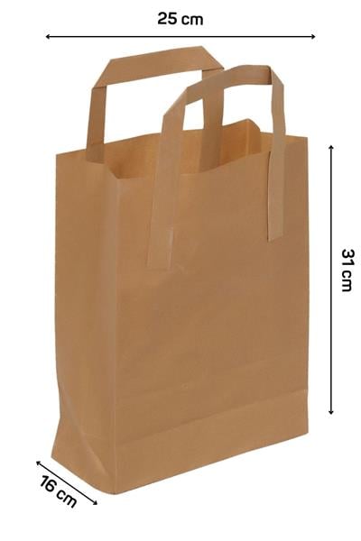 Baskılı 25x16x31 cm Düz Dıştan Saplı Kraft Çanta 5.000 Adet