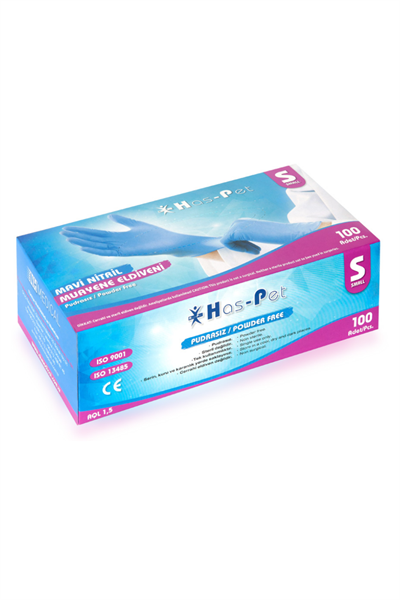 Haspet Mavi Nitril Eldiven Small 100lü