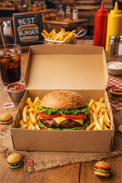 Kraft Duble Hamburger Kutusu Büyük 100 Adet