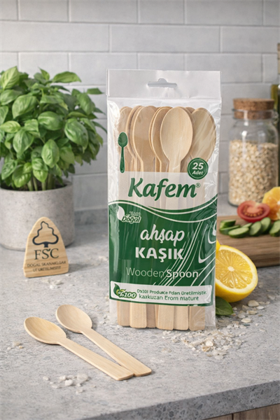 Kafem Ahşap Kaşık 25li