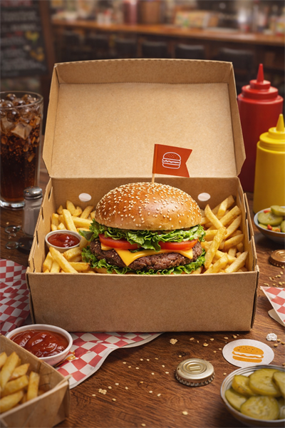 Kraft Duble Hamburger Kutusu Büyük 100 Adet