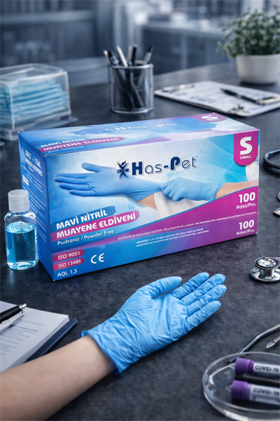 Haspet Mavi Nitril Eldiven Small 100lü