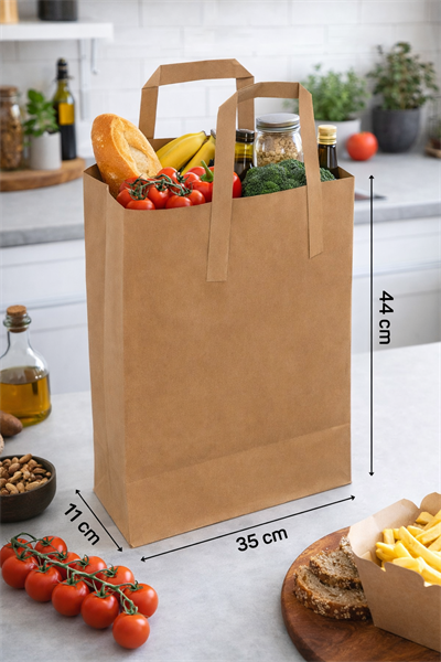 44x11x35 cm Düz Saplı Kraft Çanta 200lü