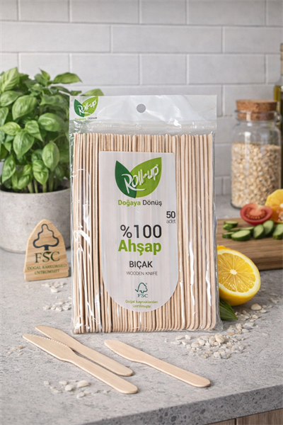 Roll-Up Ahşap Bıçak 50li