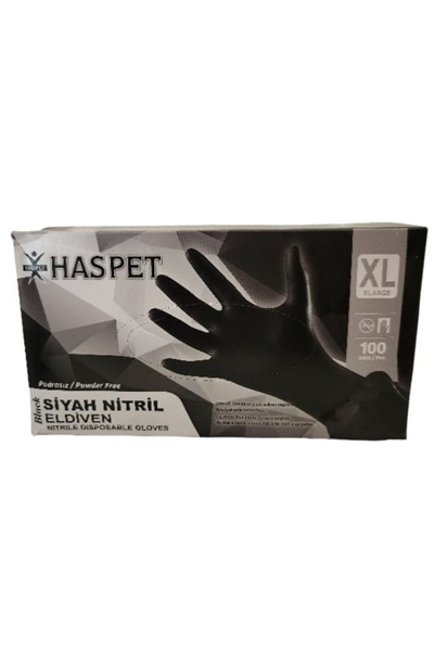 Haspet Siyah Nitril Eldiven XLarge 100lü	