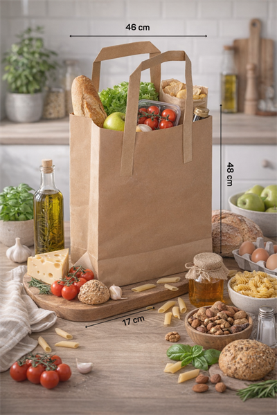 48x17x46 cm Düz Saplı Kraft Çanta 200lü