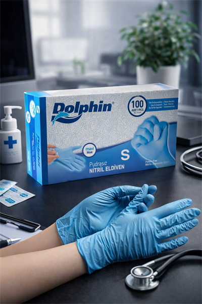 Dolphin Mavi Nitril Eldiven Small 100lü
