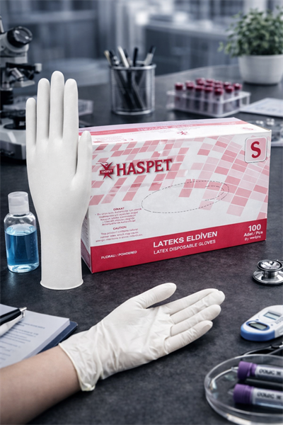 Haspet Beyaz Pudralı Lateks Eldiven Small 100