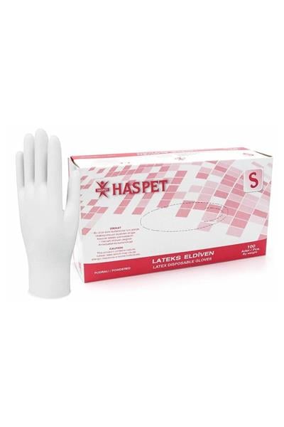 Haspet Beyaz Pudralı Lateks Eldiven Small 100