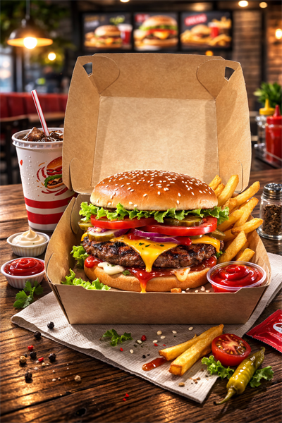 Kraft Tekli Hamburger Kutusu 100 Adet