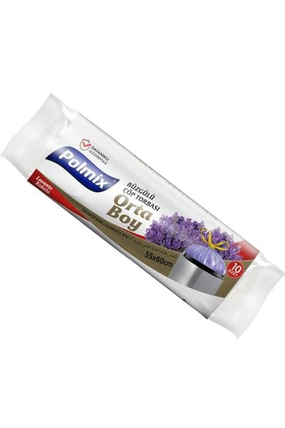 Polmix Orta Boy Büzgülü Çöp Torbası 55x60 cm Lavanta Kokulu 10lu