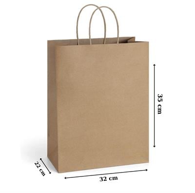 32x22x35 cm Burgu Saplı Kraft Çanta 250li