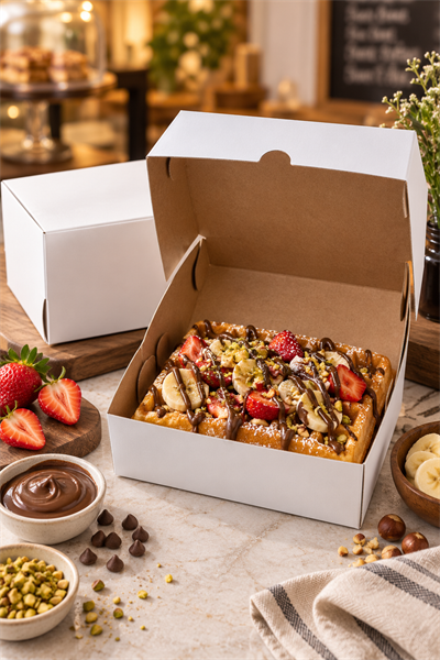 Kraft & Beyaz Waffle Kutusu Büyük Boy 100 Adet