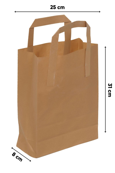 Baskılı 25x8x31 cm Düz Dıştan Saplı Kraft Çanta 5.000 Adet