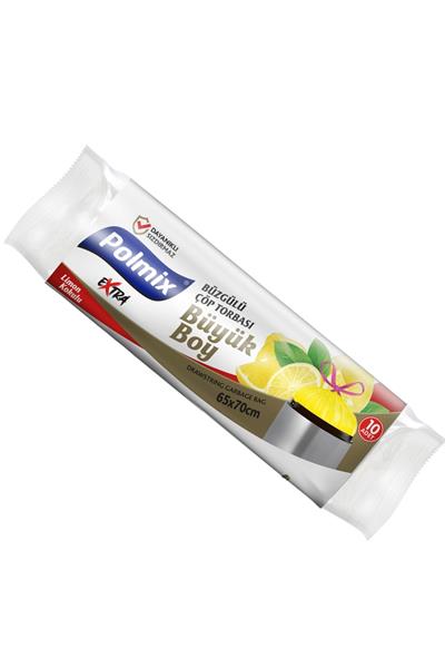 Polmix Büyük Boy Büzgülü Çöp Torbası 65x70 cm Limon Kokulu 10lu