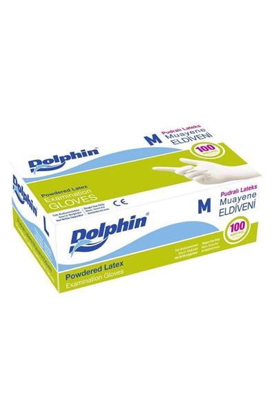 Dolphin Beyaz Pudralı Lateks Eldiven Medium 100lü