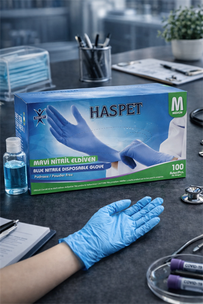 Haspet Mavi Nitril Eldiven Medium 100lü