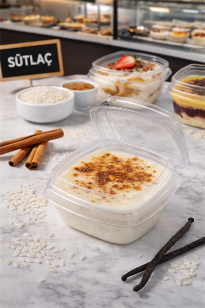 Kristal Kristal Sütlaç Tatlı Kasesi + Pet Kapak