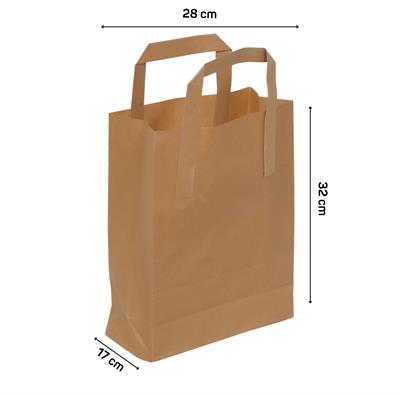 32x17x28 cm Düz Saplı Kraft Çanta 250li